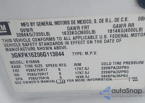 2006 GMC Yukon Xl 1500 Slt from USA, damaged, VIN 3GKFK16Z06G113844